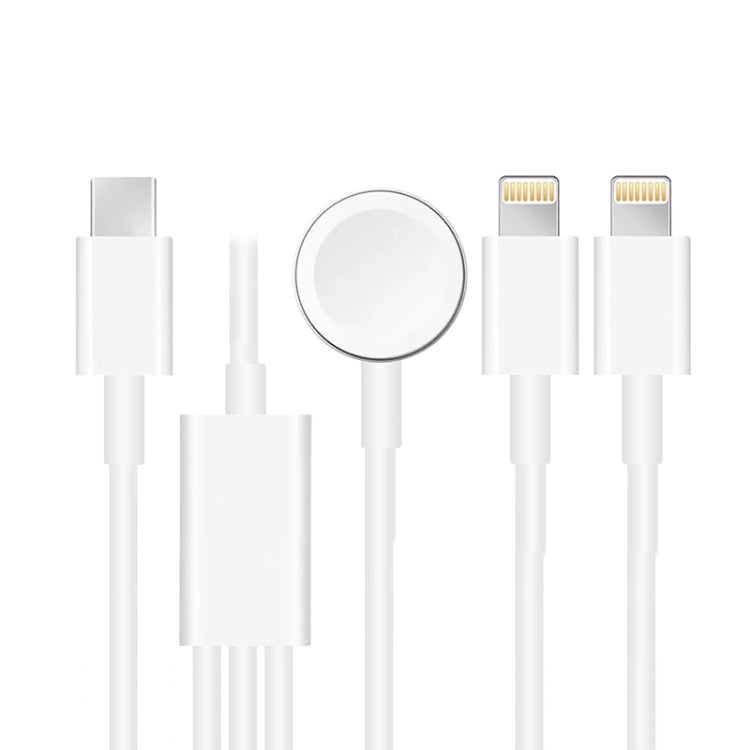 Pour Apple Watch Series et iPhone 3 en 1 Câble de charge magnétique Type-C 4 pieds/1,2 m, DS-XB019