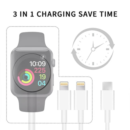 Pour Apple Watch Series et iPhone 3 en 1 Câble de charge magnétique Type-C 4 pieds/1,2 m, DS-XB019