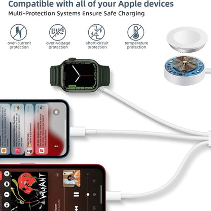 Pour Apple Watch Series et iPhone 3 en 1 Câble de charge magnétique Type-C 4 pieds/1,2 m, DS-XB019