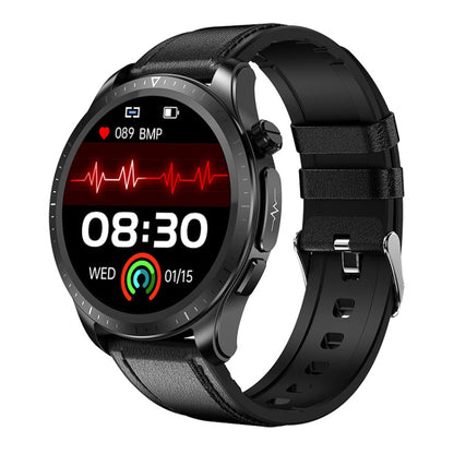 Montre intelligente à écran couleur E420 de 1,39 pouces, bracelet en cuir, surveillance de la fréquence cardiaque / surveillance de la pression artérielle