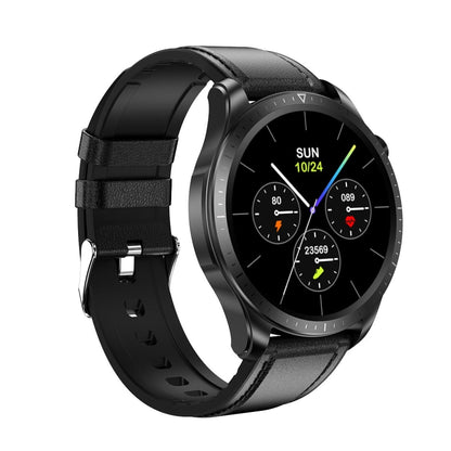Montre intelligente à écran couleur E420 de 1,39 pouces, bracelet en cuir, surveillance de la fréquence cardiaque / surveillance de la pression artérielle