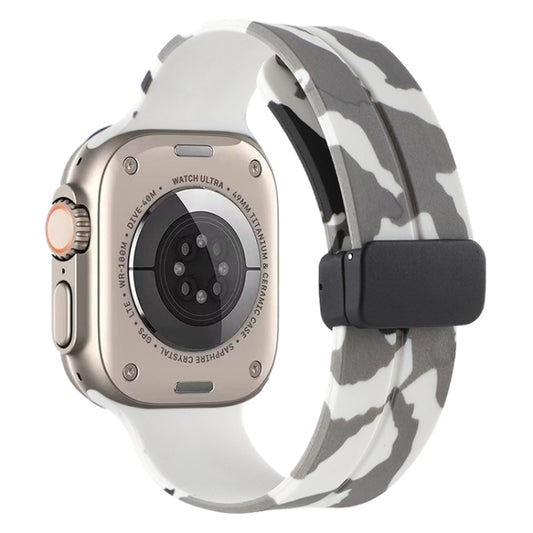 Bracelet de montre en silicone camouflage à fermoir magnétique, For Apple Watch Ultra 49mm, For Apple Watch Series 8&7 45mm, For Apple Watch Series 8&7 41mm