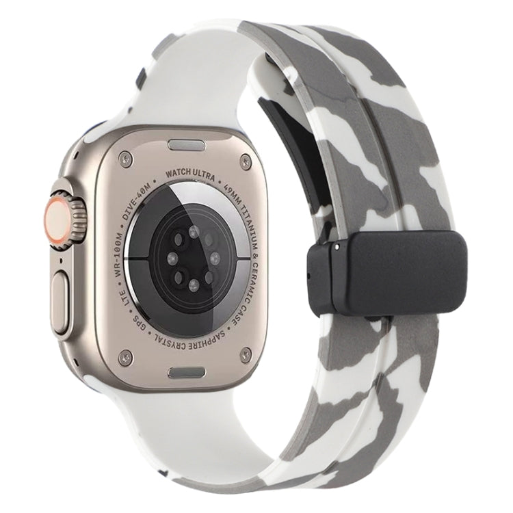 Bracelet de montre en silicone camouflage à fermoir magnétique, For Apple Watch Ultra 49mm, For Apple Watch Series 8&7 45mm, For Apple Watch Series 8&7 41mm