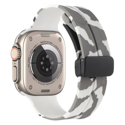 Bracelet de montre en silicone camouflage à fermoir magnétique, For Apple Watch Ultra 49mm, For Apple Watch Series 8&7 45mm, For Apple Watch Series 8&7 41mm