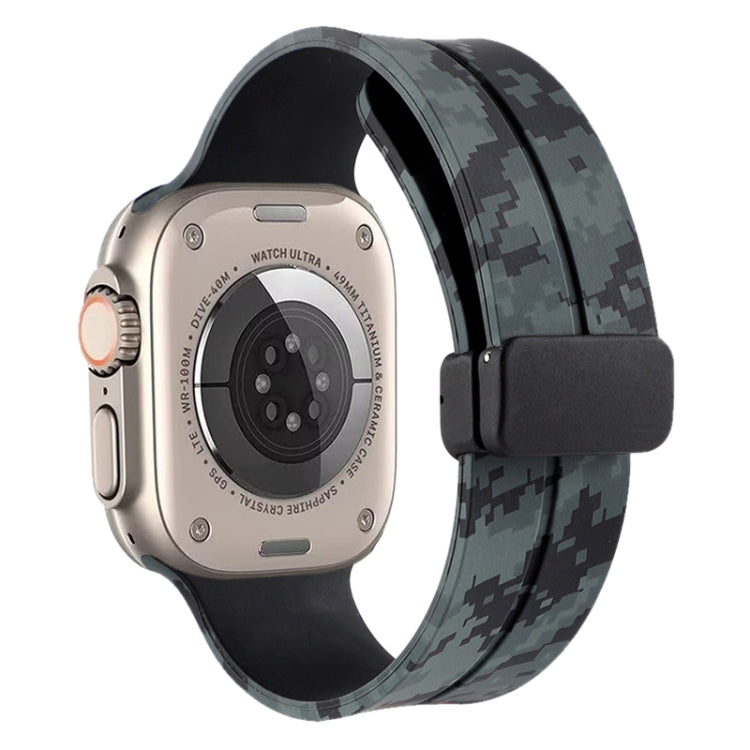 Bracelet de montre en silicone camouflage à fermoir magnétique, For Apple Watch Ultra 49mm, For Apple Watch Series 8&7 45mm, For Apple Watch Series 8&7 41mm