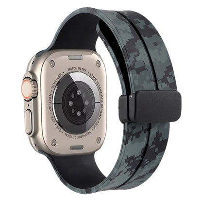 Bracelet de montre en silicone camouflage à fermoir magnétique, For Apple Watch Ultra 49mm, For Apple Watch Series 8&7 45mm, For Apple Watch Series 8&7 41mm