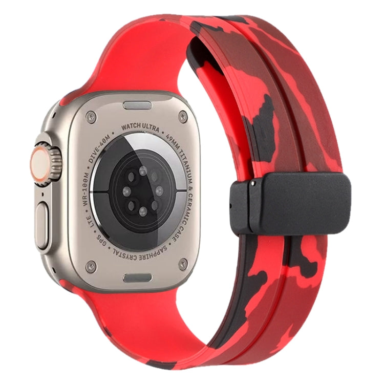 Bracelet de montre en silicone camouflage à fermoir magnétique, For Apple Watch Ultra 49mm, For Apple Watch Series 8&7 45mm, For Apple Watch Series 8&7 41mm