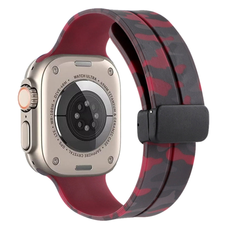 Bracelet de montre en silicone camouflage à fermoir magnétique, For Apple Watch Ultra 49mm, For Apple Watch Series 8&7 45mm, For Apple Watch Series 8&7 41mm