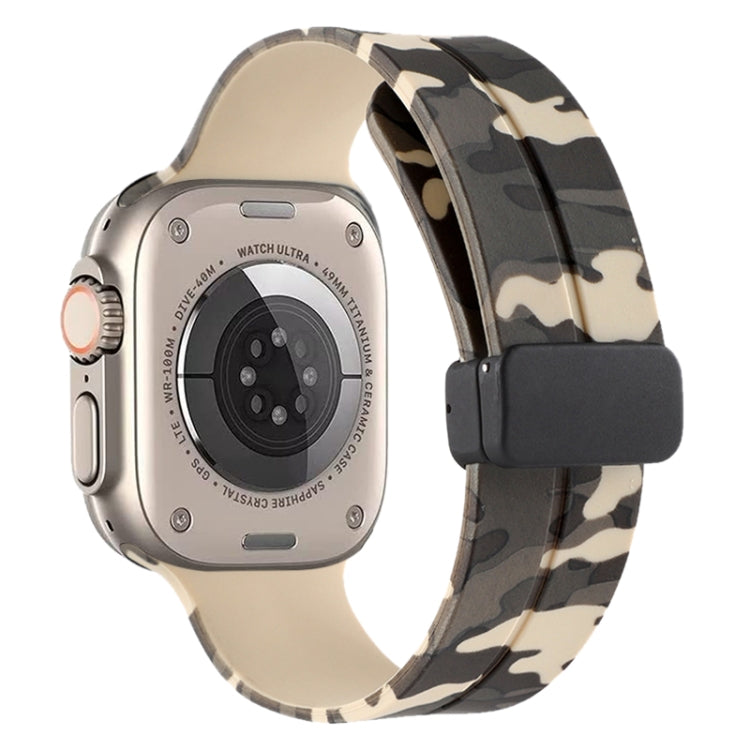 Bracelet de montre en silicone camouflage à fermoir magnétique, For Apple Watch Ultra 49mm, For Apple Watch Series 8&7 45mm, For Apple Watch Series 8&7 41mm