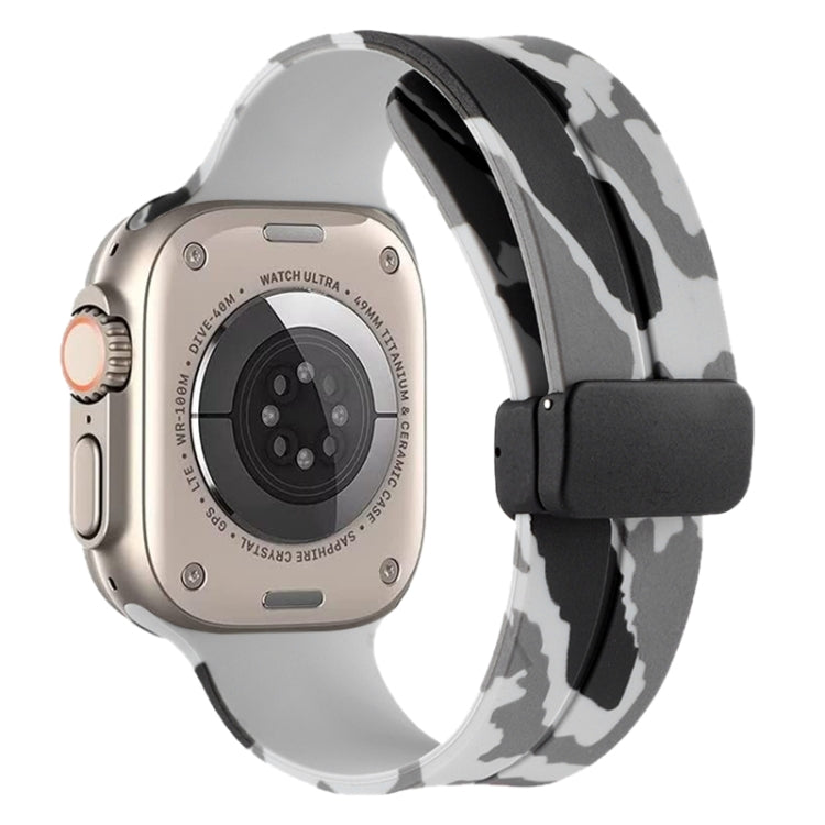 Bracelet de montre en silicone camouflage à fermoir magnétique, For Apple Watch Ultra 49mm, For Apple Watch Series 8&7 45mm, For Apple Watch Series 8&7 41mm