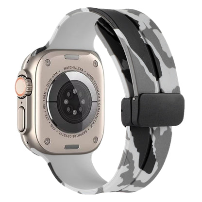 Bracelet de montre en silicone camouflage à fermoir magnétique, For Apple Watch Ultra 49mm, For Apple Watch Series 8&7 45mm, For Apple Watch Series 8&7 41mm