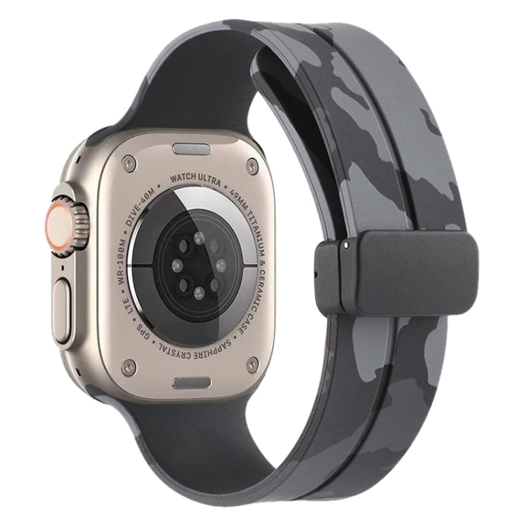 Bracelet de montre en silicone camouflage à fermoir magnétique, For Apple Watch Ultra 49mm, For Apple Watch Series 8&7 45mm, For Apple Watch Series 8&7 41mm