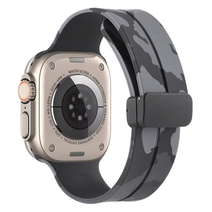 Bracelet de montre en silicone camouflage à fermoir magnétique, For Apple Watch Ultra 49mm, For Apple Watch Series 8&7 45mm, For Apple Watch Series 8&7 41mm