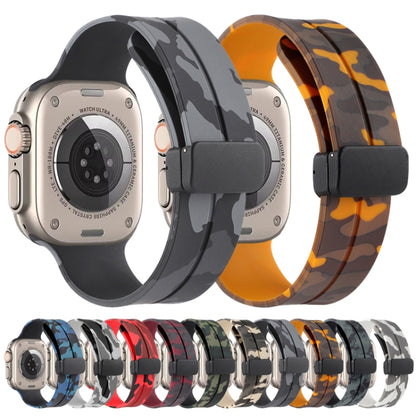 Bracelet de montre en silicone camouflage à fermoir magnétique, For Apple Watch Ultra 49mm, For Apple Watch Series 8&7 45mm, For Apple Watch Series 8&7 41mm
