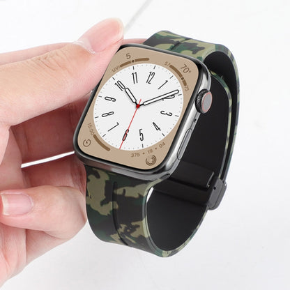 Bracelet de montre en silicone camouflage à fermoir magnétique, For Apple Watch Ultra 49mm, For Apple Watch Series 8&7 45mm, For Apple Watch Series 8&7 41mm