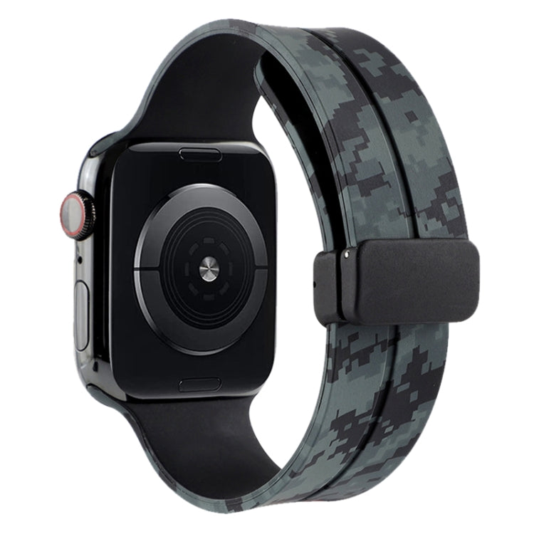 Bracelet de montre en silicone camouflage à fermoir magnétique, For Apple Watch Ultra 49mm, For Apple Watch Series 8&7 45mm, For Apple Watch Series 8&7 41mm