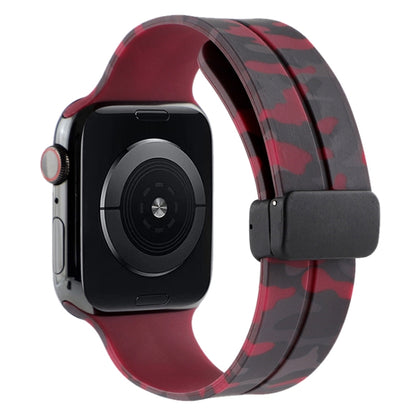 Bracelet de montre en silicone camouflage à fermoir magnétique, For Apple Watch Ultra 49mm, For Apple Watch Series 8&7 45mm, For Apple Watch Series 8&7 41mm