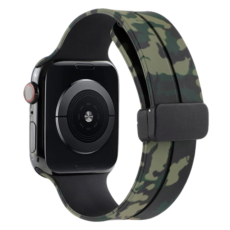 Bracelet de montre en silicone camouflage à fermoir magnétique, For Apple Watch Ultra 49mm, For Apple Watch Series 8&7 45mm, For Apple Watch Series 8&7 41mm