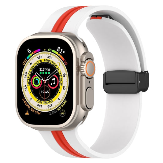 Bracelet de montre en silicone bicolore à fermoir magnétique, For Apple Watch Ultra 49mm, For Apple Watch Series 8&7 45mm, For Apple Watch Series 8&7 41mm