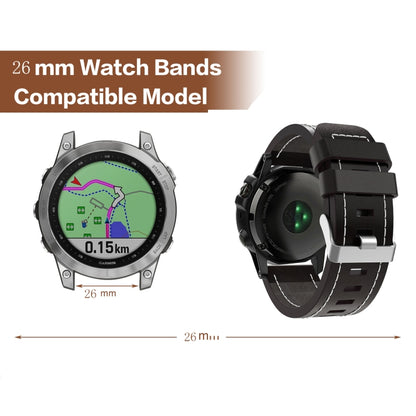 Bracelet de montre à boucle en acier en cuir à coudre de 26 mm, For Garmin D2 Delta PX, For Garmin Tactix 7 Pro, For Garmin Tactix 7, For Garmin Fenix 7X, For Garmin Fenix 7X Solar, For Garmin Tactix Delta, For Garmin Enduro 2, For Garmin Enduro       ...