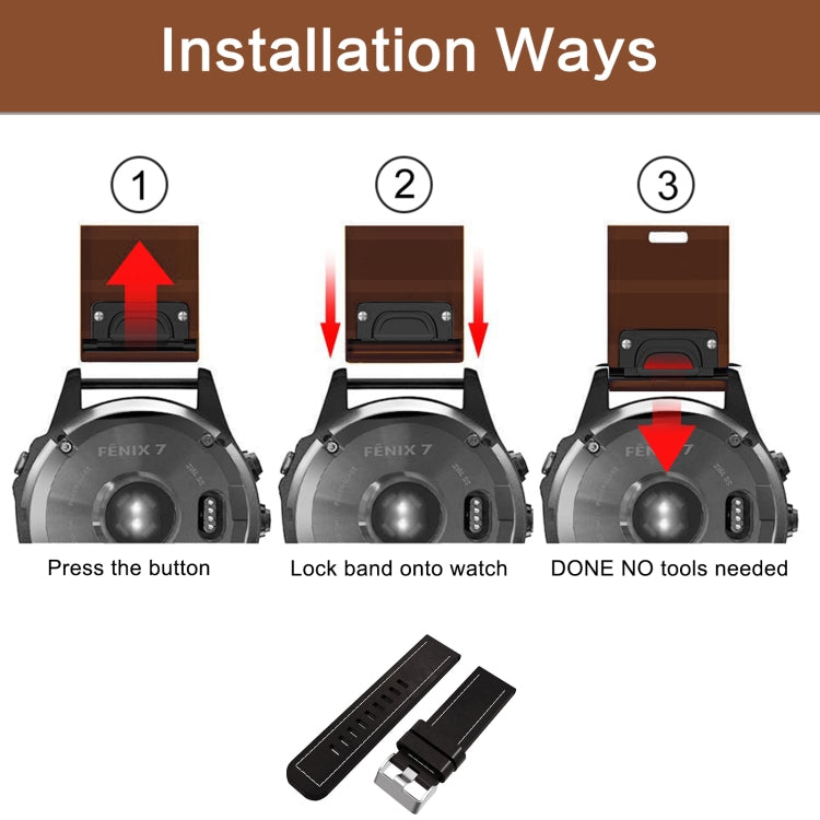 Bracelet de montre à boucle en acier en cuir à coudre de 26 mm, For Garmin D2 Delta PX, For Garmin Tactix 7 Pro, For Garmin Tactix 7, For Garmin Fenix 7X, For Garmin Fenix 7X Solar, For Garmin Tactix Delta, For Garmin Enduro 2, For Garmin Enduro       ...