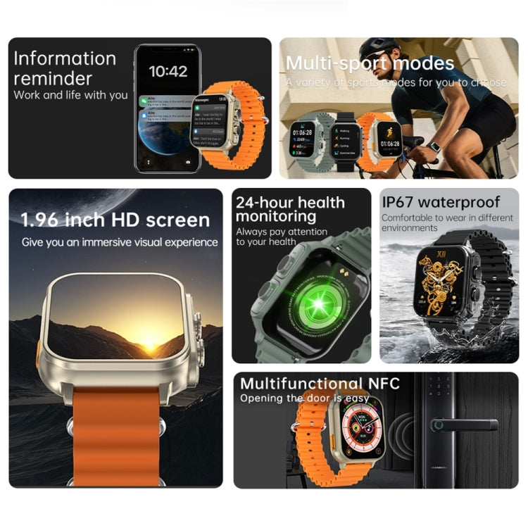 N22 Montre intelligente à écran couleur de 1,96 pouces, prend en charge la surveillance de la fréquence cardiaque / la surveillance de la pression artérielle / la surveillance de l'oxygène sanguin