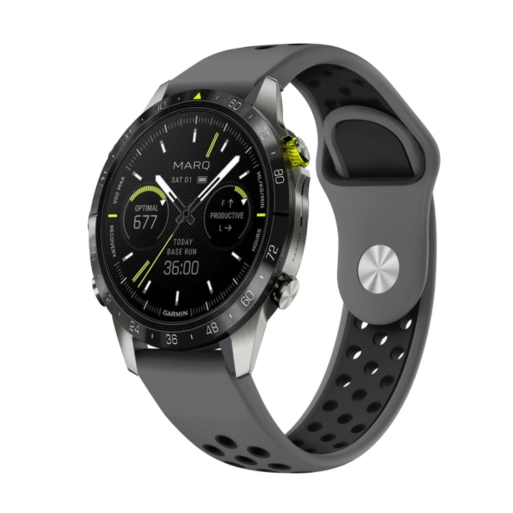 Bracelet de montre en silicone respirant sport 22 mm, For Garmin MARQ Athlete Gen 2, For Garmin Instinct Crossover, For Garmin Instinct Crossover Solar, For Garmin Fenix 7, For Garmin Fenix 7 Solar, For Garmin Fenix 7 Sapphire Solar