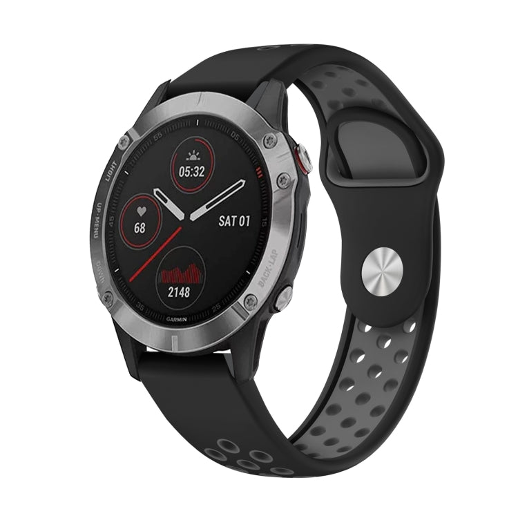 Bracelet de montre en silicone respirant sport 22 mm, For Garmin EPIX Gen 2, For Garmin Approach S62, For Garmin Fenix 6 GPS, For Garmin Fenix 6 Pro GPS, For Garmin Fenix 6 Sapphire GPS, For Garmin Fenix 5