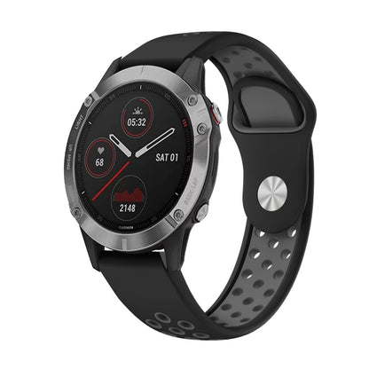 Bracelet de montre en silicone respirant sport 22 mm, For Garmin EPIX Gen 2, For Garmin Approach S62, For Garmin Fenix 6 GPS, For Garmin Fenix 6 Pro GPS, For Garmin Fenix 6 Sapphire GPS, For Garmin Fenix 5