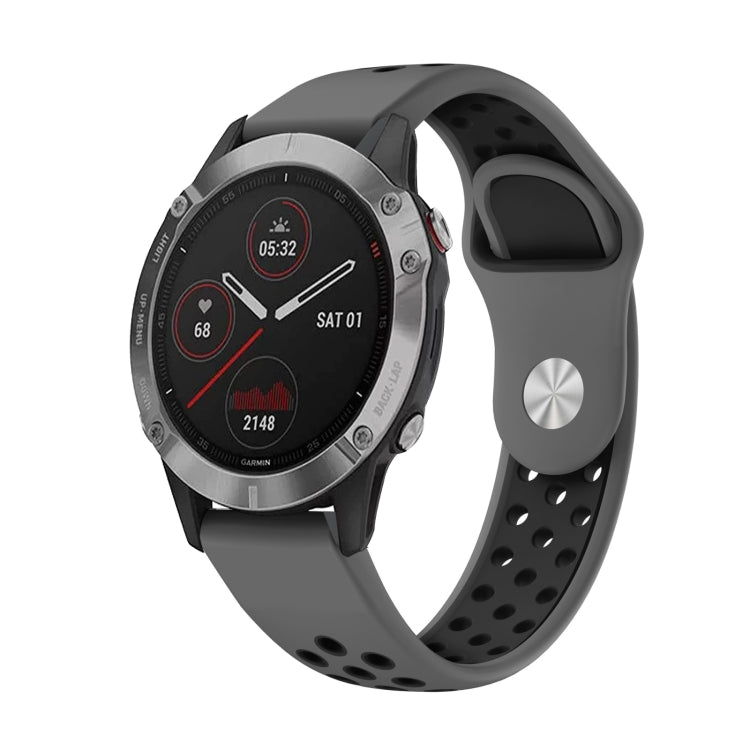 Bracelet de montre en silicone respirant sport 22 mm, For Garmin EPIX Gen 2, For Garmin Approach S62, For Garmin Fenix 6 GPS, For Garmin Fenix 6 Pro GPS, For Garmin Fenix 6 Sapphire GPS, For Garmin Fenix 5
