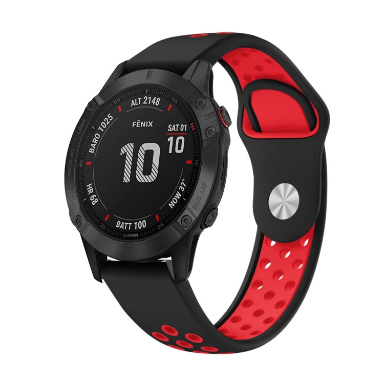 Bracelet de montre en silicone respirant sport 22 mm, For Garmin EPIX Gen 2, For Garmin Approach S62, For Garmin Fenix 6 GPS, For Garmin Fenix 6 Pro GPS, For Garmin Fenix 6 Sapphire GPS, For Garmin Fenix 5