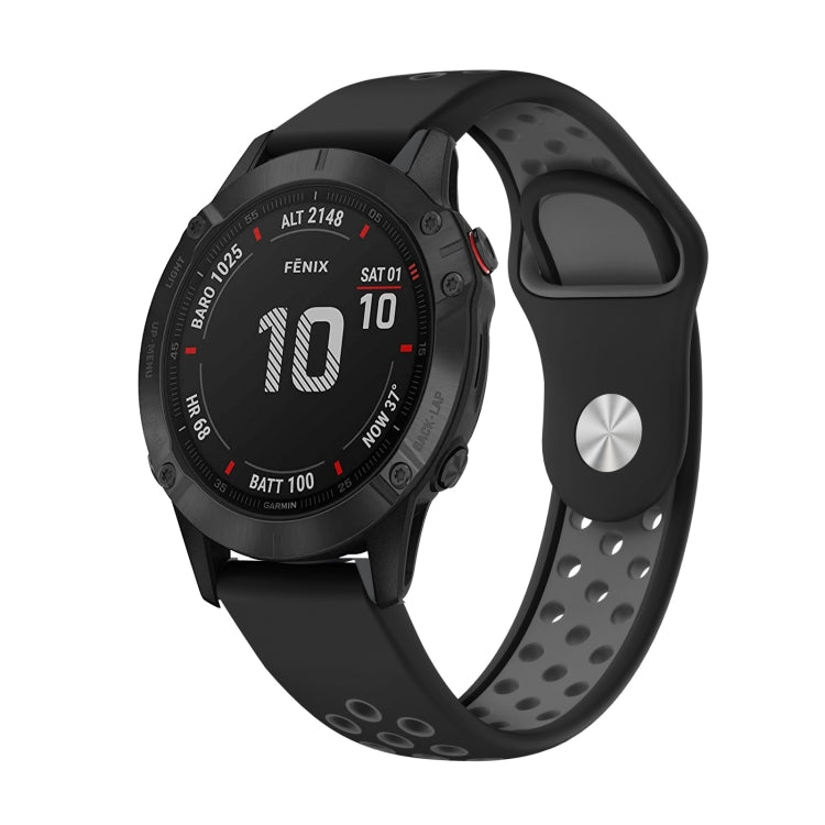 Bracelet de montre en silicone respirant sport 22 mm, For Garmin EPIX Gen 2, For Garmin Approach S62, For Garmin Fenix 6 GPS, For Garmin Fenix 6 Pro GPS, For Garmin Fenix 6 Sapphire GPS, For Garmin Fenix 5