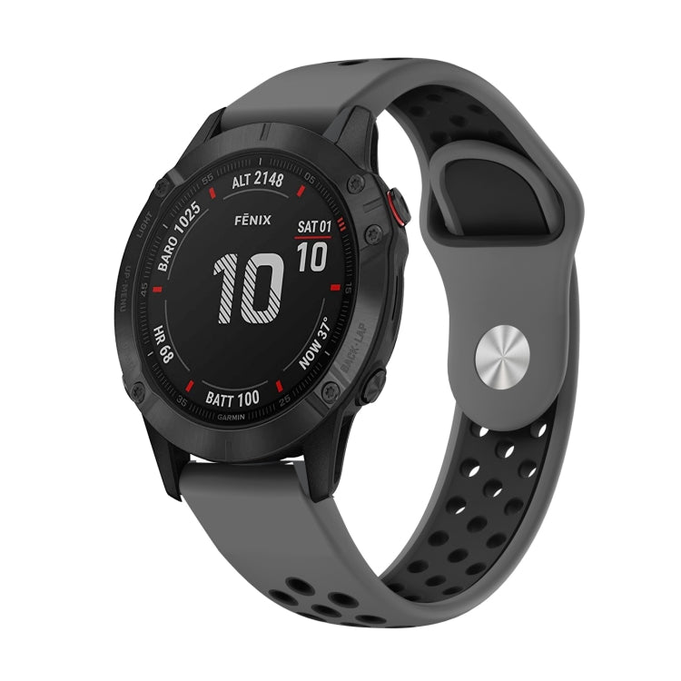 Bracelet de montre en silicone respirant sport 22 mm, For Garmin EPIX Gen 2, For Garmin Approach S62, For Garmin Fenix 6 GPS, For Garmin Fenix 6 Pro GPS, For Garmin Fenix 6 Sapphire GPS, For Garmin Fenix 5
