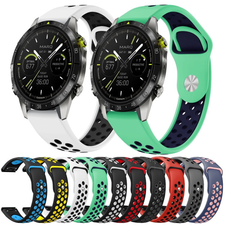 Bracelet de montre en silicone respirant sport 22 mm, For Garmin EPIX Gen 2, For Garmin Approach S62, For Garmin Fenix 6 GPS, For Garmin Fenix 6 Pro GPS, For Garmin Fenix 6 Sapphire GPS, For Garmin Fenix 5