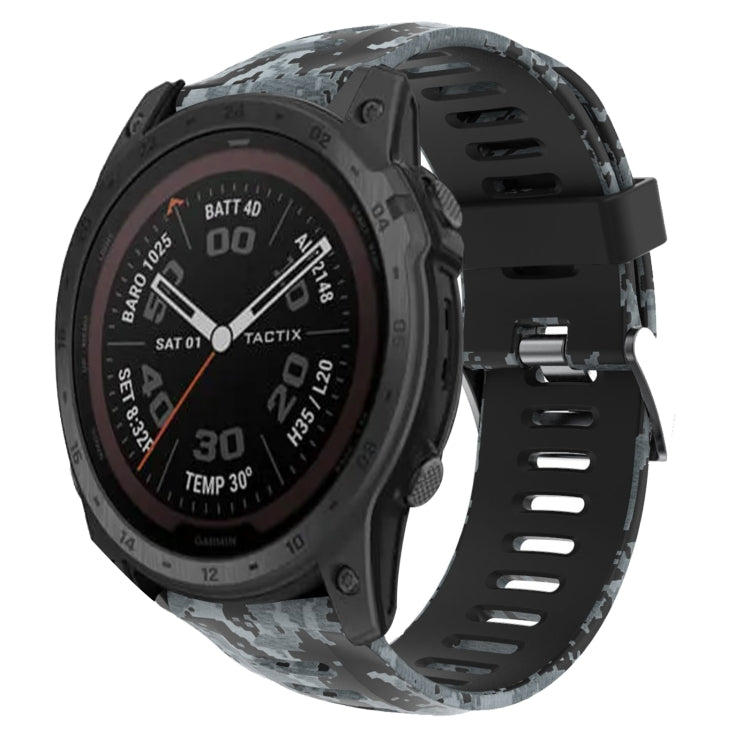 Bracelet de montre en silicone imprimé camouflage 26 mm, For Garmin Instinct 2X Solar, For Garmin D2 Delta PX, For Garmin Tactix 7 Pro, For Garmin Tactix 7, For Garmin Fenix 7X, For Garmin Fenix 7X Solar, For Garmin Tactix Delta, For Garmin Enduro 2   ...