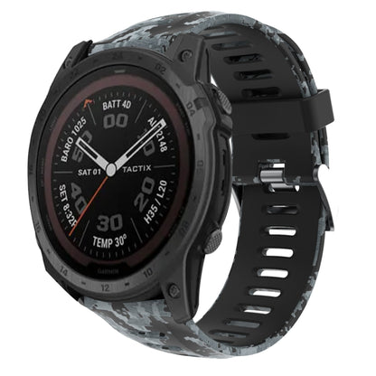Bracelet de montre en silicone imprimé camouflage 26 mm, For Garmin Instinct 2X Solar, For Garmin D2 Delta PX, For Garmin Tactix 7 Pro, For Garmin Tactix 7, For Garmin Fenix 7X, For Garmin Fenix 7X Solar, For Garmin Tactix Delta, For Garmin Enduro 2   ...