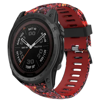 Bracelet de montre en silicone imprimé camouflage 26 mm, For Garmin Instinct 2X Solar, For Garmin D2 Delta PX, For Garmin Tactix 7 Pro, For Garmin Tactix 7, For Garmin Fenix 7X, For Garmin Fenix 7X Solar, For Garmin Tactix Delta, For Garmin Enduro 2   ...