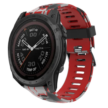 Bracelet de montre en silicone imprimé camouflage 26 mm, For Garmin Instinct 2X Solar, For Garmin D2 Delta PX, For Garmin Tactix 7 Pro, For Garmin Tactix 7, For Garmin Fenix 7X, For Garmin Fenix 7X Solar, For Garmin Tactix Delta, For Garmin Enduro 2   ...