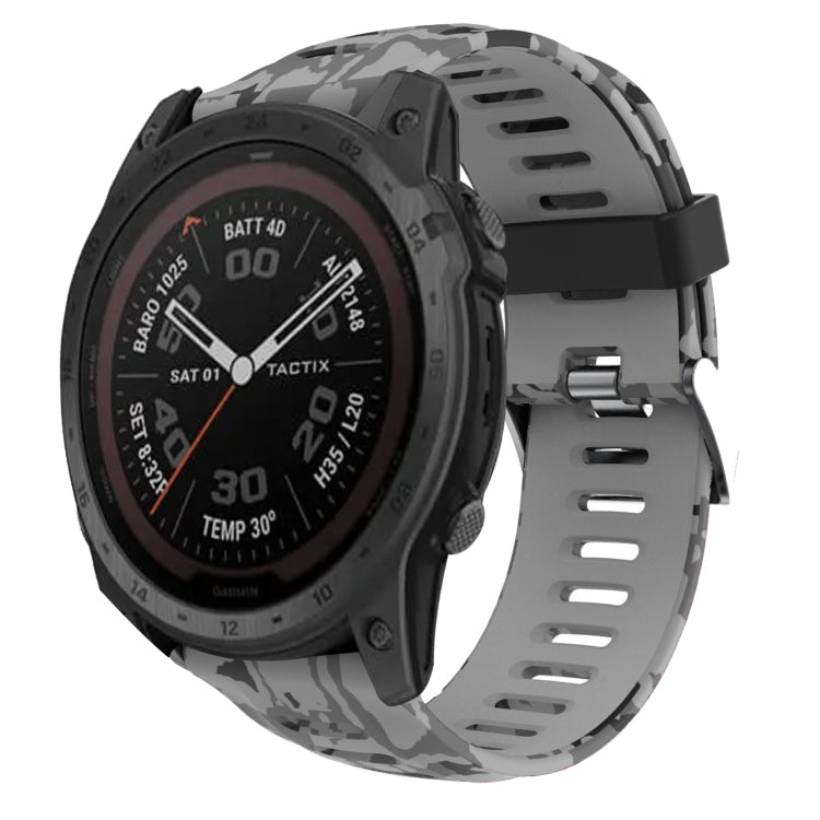 Bracelet de montre en silicone imprimé camouflage 26 mm, For Garmin Instinct 2X Solar, For Garmin D2 Delta PX, For Garmin Tactix 7 Pro, For Garmin Tactix 7, For Garmin Fenix 7X, For Garmin Fenix 7X Solar, For Garmin Tactix Delta, For Garmin Enduro 2   ...