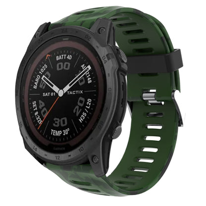 Bracelet de montre en silicone imprimé camouflage 26 mm, For Garmin Instinct 2X Solar, For Garmin D2 Delta PX, For Garmin Tactix 7 Pro, For Garmin Tactix 7, For Garmin Fenix 7X, For Garmin Fenix 7X Solar, For Garmin Tactix Delta, For Garmin Enduro 2   ...