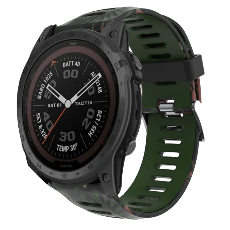 Bracelet de montre en silicone imprimé camouflage 26 mm, For Garmin Instinct 2X Solar, For Garmin D2 Delta PX, For Garmin Tactix 7 Pro, For Garmin Tactix 7, For Garmin Fenix 7X, For Garmin Fenix 7X Solar, For Garmin Tactix Delta, For Garmin Enduro 2   ...