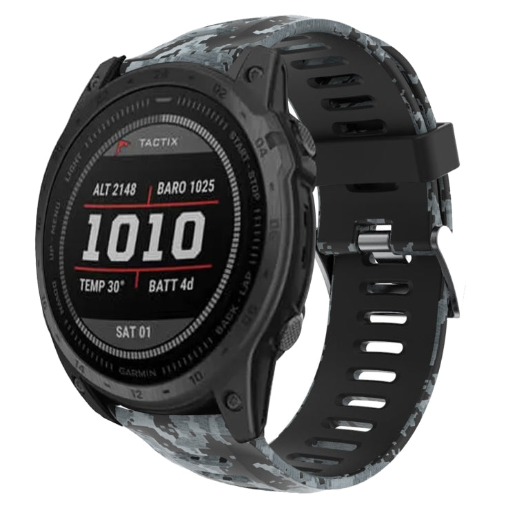 Bracelet de montre en silicone imprimé camouflage 26 mm, For Garmin Instinct 2X Solar, For Garmin D2 Delta PX, For Garmin Tactix 7 Pro, For Garmin Tactix 7, For Garmin Fenix 7X, For Garmin Fenix 7X Solar, For Garmin Tactix Delta, For Garmin Enduro 2   ...