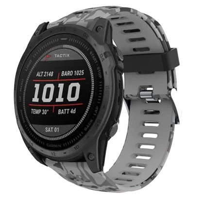 Bracelet de montre en silicone imprimé camouflage 26 mm, For Garmin Instinct 2X Solar, For Garmin D2 Delta PX, For Garmin Tactix 7 Pro, For Garmin Tactix 7, For Garmin Fenix 7X, For Garmin Fenix 7X Solar, For Garmin Tactix Delta, For Garmin Enduro 2   ...