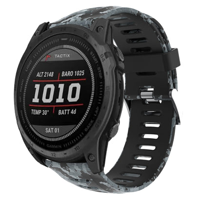 Bracelet de montre en silicone imprimé camouflage 26 mm, For Garmin Instinct 2X Solar, For Garmin D2 Delta PX, For Garmin Tactix 7 Pro, For Garmin Tactix 7, For Garmin Fenix 7X, For Garmin Fenix 7X Solar, For Garmin Tactix Delta, For Garmin Enduro 2   ...