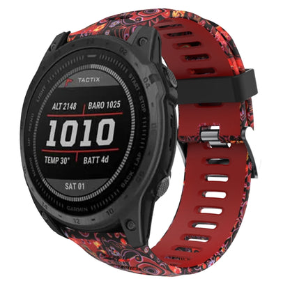 Bracelet de montre en silicone imprimé camouflage 26 mm, For Garmin Instinct 2X Solar, For Garmin D2 Delta PX, For Garmin Tactix 7 Pro, For Garmin Tactix 7, For Garmin Fenix 7X, For Garmin Fenix 7X Solar, For Garmin Tactix Delta, For Garmin Enduro 2   ...