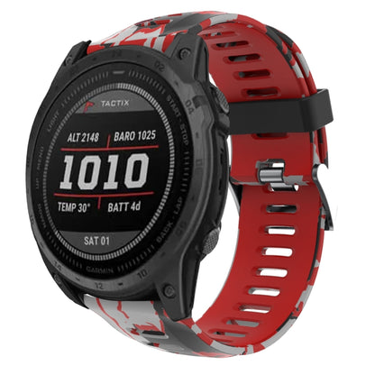 Bracelet de montre en silicone imprimé camouflage 26 mm, For Garmin Instinct 2X Solar, For Garmin D2 Delta PX, For Garmin Tactix 7 Pro, For Garmin Tactix 7, For Garmin Fenix 7X, For Garmin Fenix 7X Solar, For Garmin Tactix Delta, For Garmin Enduro 2   ...