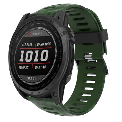 Bracelet de montre en silicone imprimé camouflage 26 mm, For Garmin Instinct 2X Solar, For Garmin D2 Delta PX, For Garmin Tactix 7 Pro, For Garmin Tactix 7, For Garmin Fenix 7X, For Garmin Fenix 7X Solar, For Garmin Tactix Delta, For Garmin Enduro 2   ...