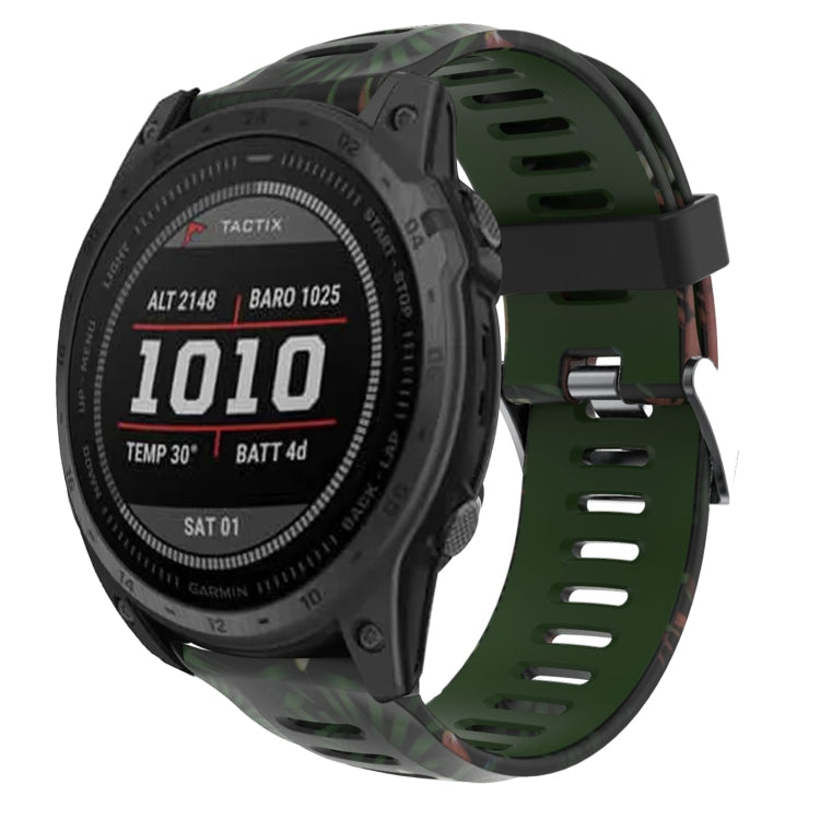 Bracelet de montre en silicone imprimé camouflage 26 mm, For Garmin Instinct 2X Solar, For Garmin D2 Delta PX, For Garmin Tactix 7 Pro, For Garmin Tactix 7, For Garmin Fenix 7X, For Garmin Fenix 7X Solar, For Garmin Tactix Delta, For Garmin Enduro 2   ...