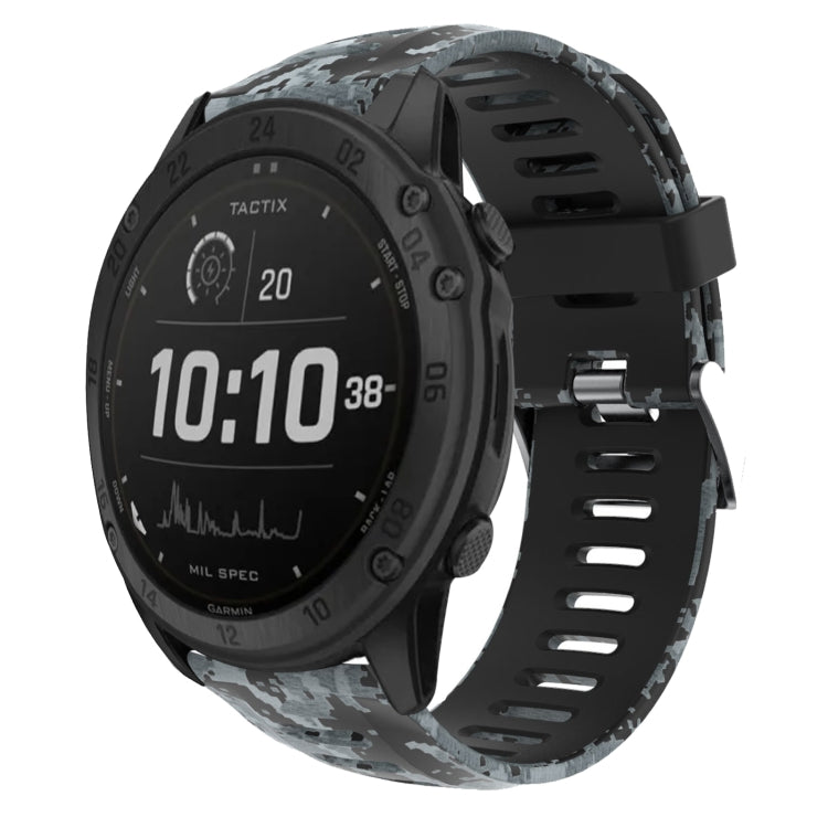 Bracelet de montre en silicone imprimé camouflage 26 mm, For Garmin Instinct 2X Solar, For Garmin D2 Delta PX, For Garmin Tactix 7 Pro, For Garmin Tactix 7, For Garmin Fenix 7X, For Garmin Fenix 7X Solar, For Garmin Tactix Delta, For Garmin Enduro 2   ...