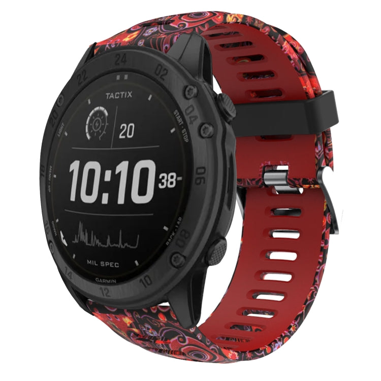 Bracelet de montre en silicone imprimé camouflage 26 mm, For Garmin Instinct 2X Solar, For Garmin D2 Delta PX, For Garmin Tactix 7 Pro, For Garmin Tactix 7, For Garmin Fenix 7X, For Garmin Fenix 7X Solar, For Garmin Tactix Delta, For Garmin Enduro 2   ...
